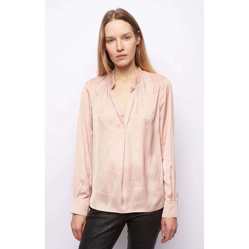 Zadig & Voltaire Tink Satin Blouse In Blush Size XS